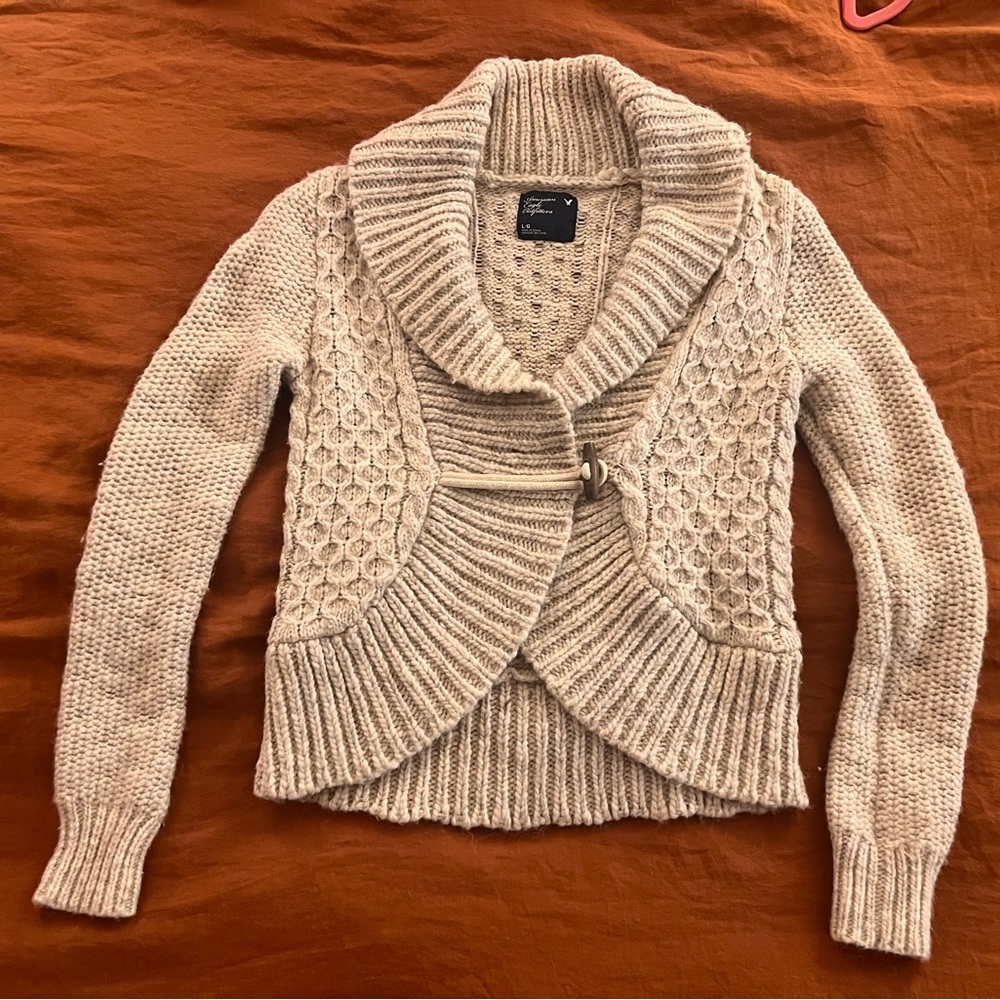 American Eagle Wool Blend Cream Cardigan
